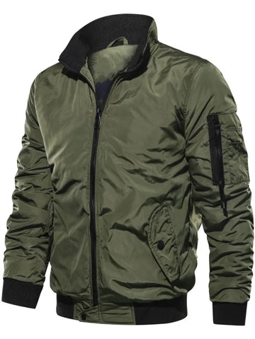 Solid Color High-quality New Jacket Men's Winter with Thick Cotton Casual Jacket Stand Collar Windproof Warm Men's Autumn Jacket